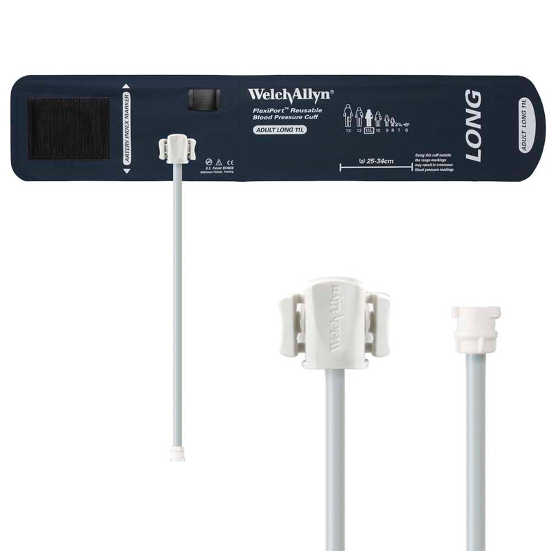 Welch Allyn FlexiPort Reusable Blood Pressure Cuff with One-Tube Locking Connector  Size-11L Adult Long