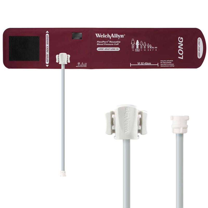 Welch Allyn FlexiPort Reusable Blood Pressure Cuff with One-Tube Locking Connector  Size-12L Large Adult Long