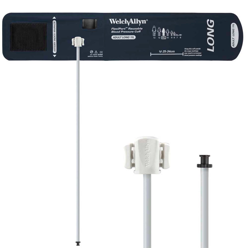 Welch Allyn FlexiPort Reusable Blood Pressure Cuff with One-Tube Tri-Purpose Connector  Size-11L Adult Long