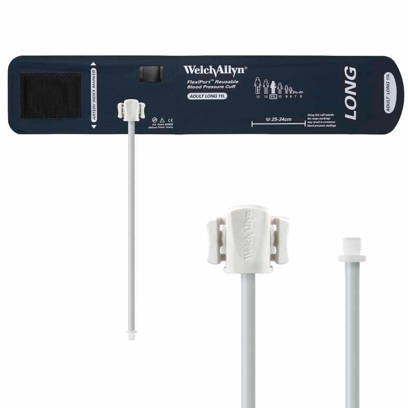 Welch Allyn FlexiPort Reusable Blood Pressure Cuff with Screw Connector  Size-11L Adult Long