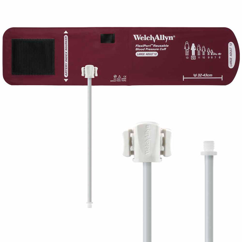 Welch Allyn FlexiPort Reusable Blood Pressure Cuff with Screw Connector  Size-12 Large Adult