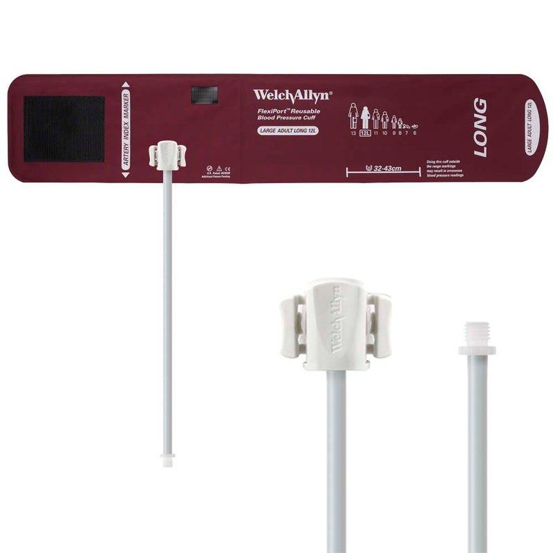Welch Allyn FlexiPort Reusable Blood Pressure Cuff with Screw Connector  Size-12L Large Adult Long