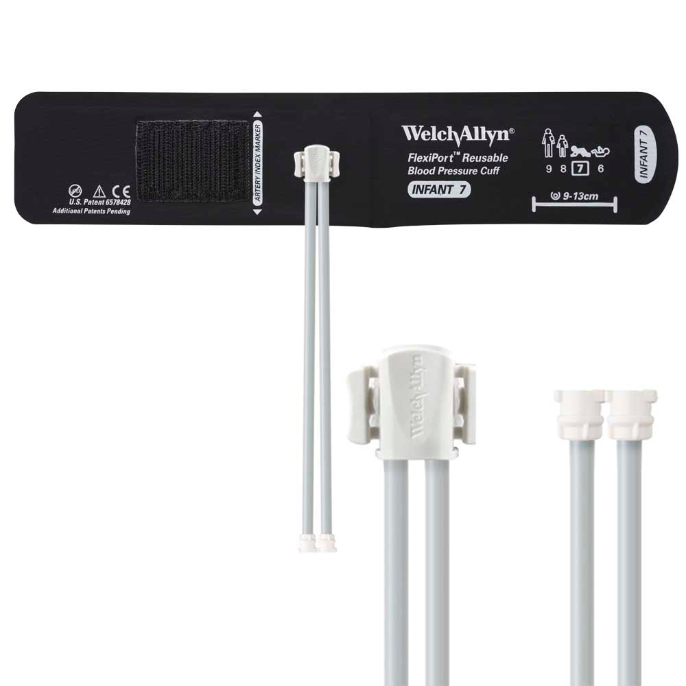 Welch Allyn FlexiPort Reusable Blood Pressure Cuff with Two-Tube Locking Connector -Size-07 Infant