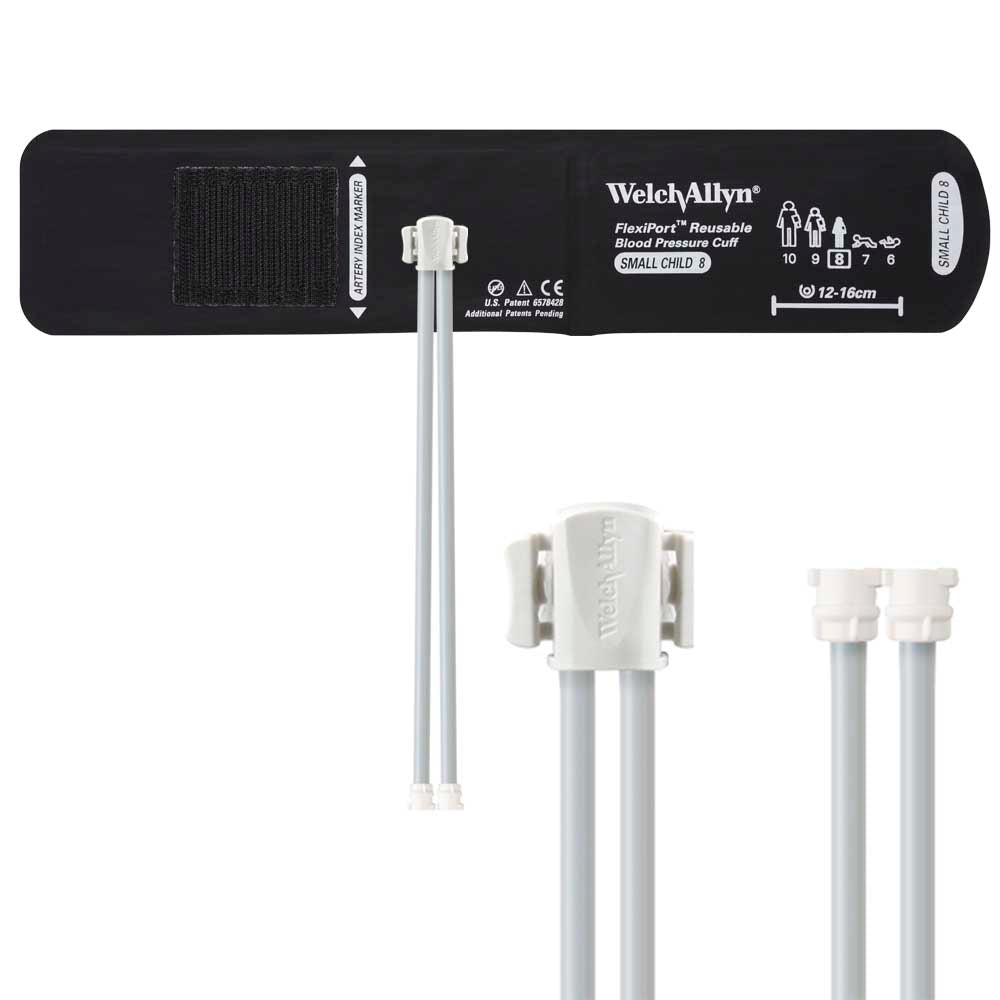 Welch Allyn FlexiPort Reusable Blood Pressure Cuff with Two-Tube Locking Connector -Size-08 Small Child