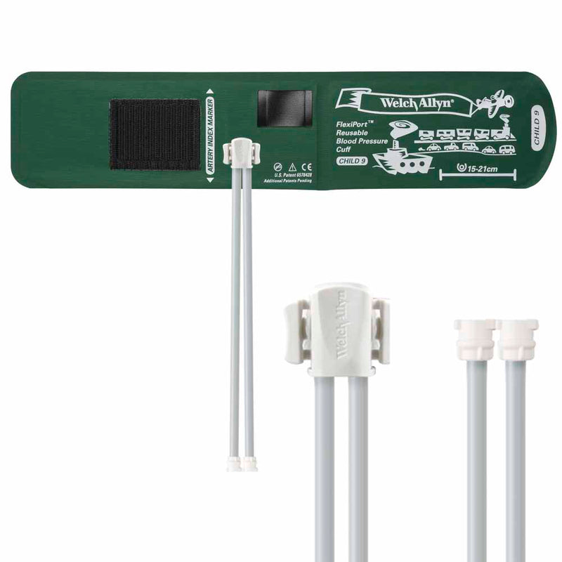 Welch Allyn FlexiPort Reusable Blood Pressure Cuff with Two-Tube Locking Connector  Size-09 Child