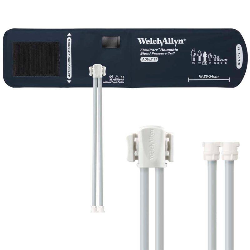 Welch Allyn FlexiPort Reusable Blood Pressure Cuff with Two-Tube Locking Connector  Size-11 Adult