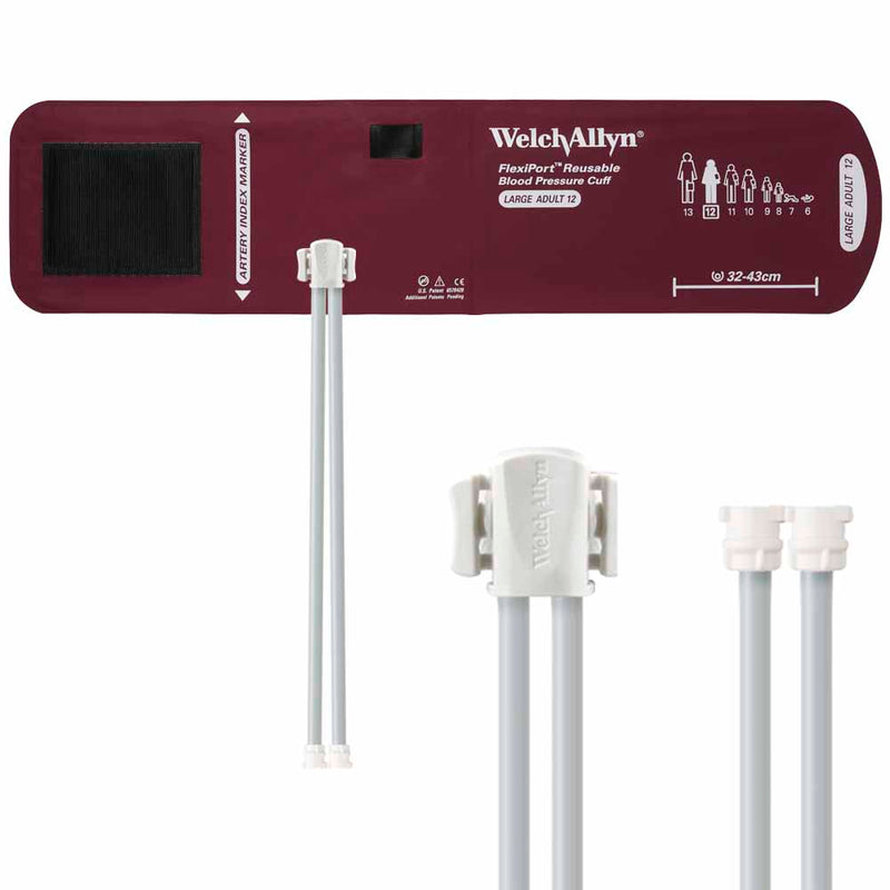 Welch Allyn FlexiPort Reusable Blood Pressure Cuff with Two-Tube Locking Connector  Size-12 Large Adult