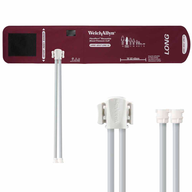Welch Allyn FlexiPort Reusable Blood Pressure Cuff with Two-Tube Locking Connector  Size-12L Large Adult Long