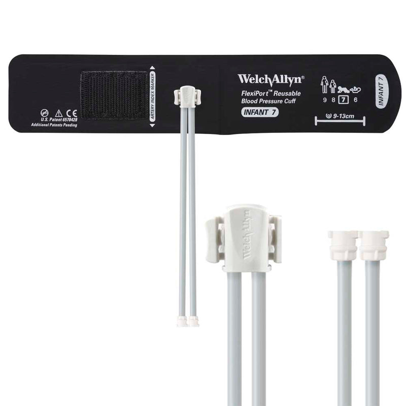 Welch Allyn FlexiPort Reusable Blood Pressure Cuff with Two-Tube Locking Connector -Size-07 Infant