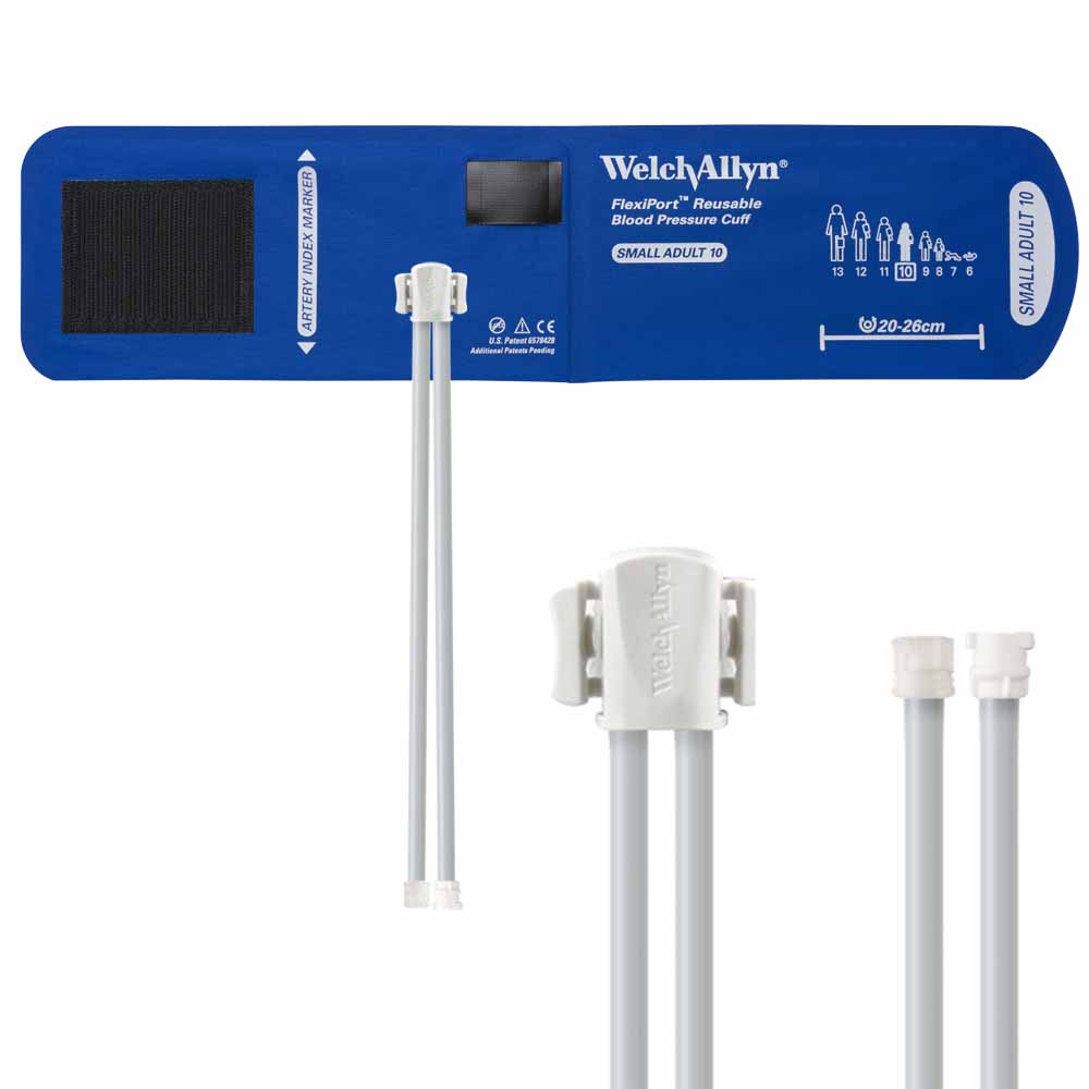 Welch Allyn FlexiPort Reusable Blood Pressure Cuff with Two-Tube Mated Locking Connector - Size-10 Small Adult