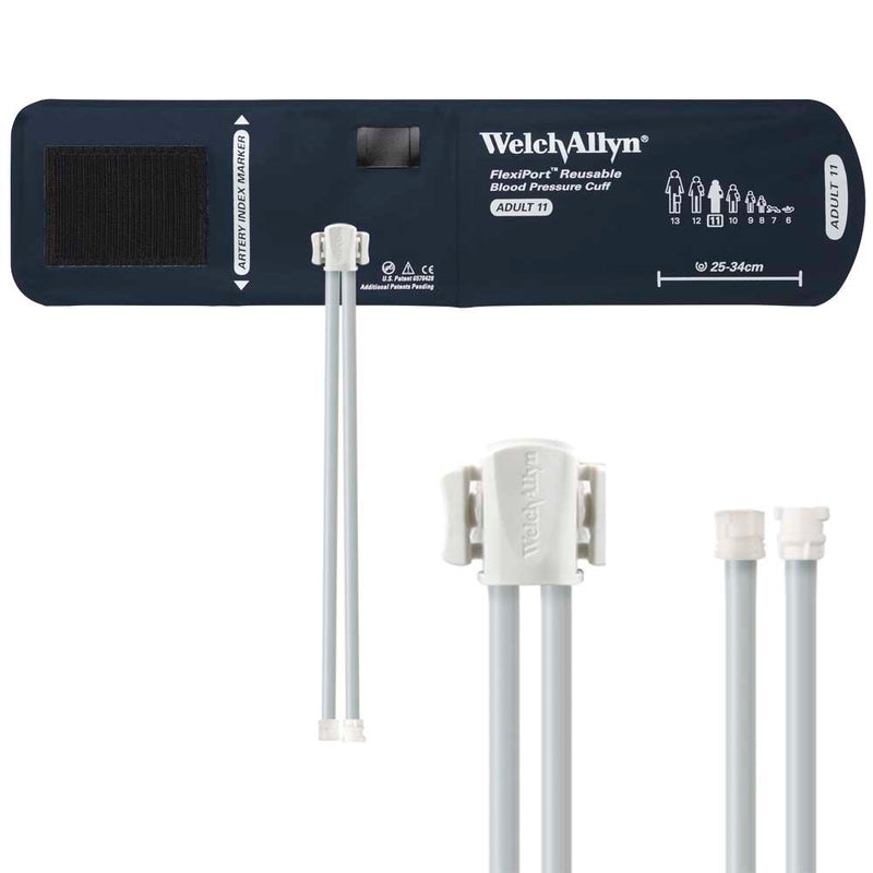 Welch Allyn FlexiPort Reusable Blood Pressure Cuff with Two-Tube Mated Locking Connector  Size-11 Adult