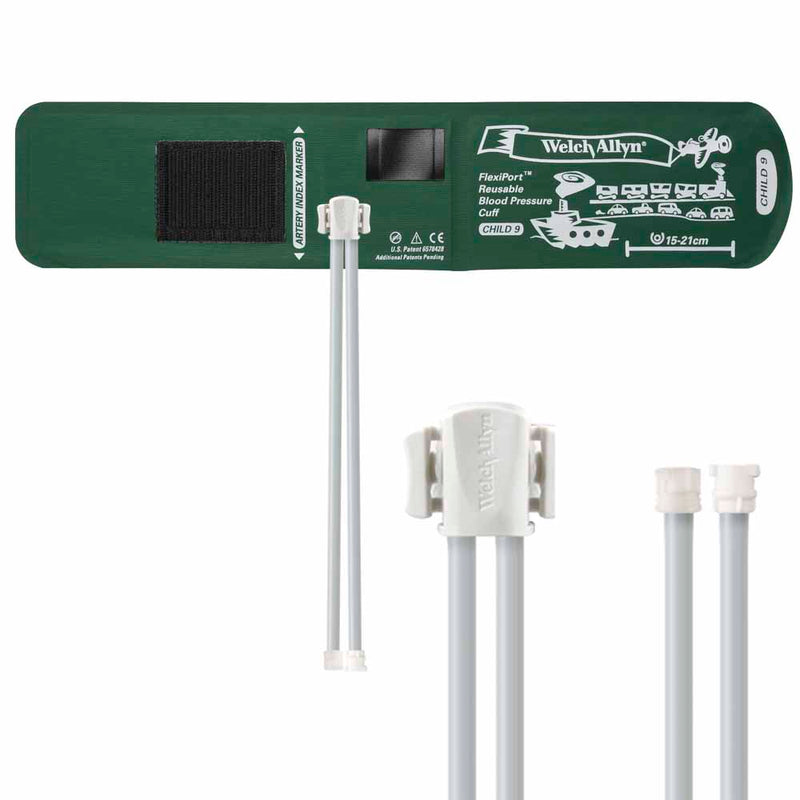 Welch Allyn FlexiPort Reusable Blood Pressure Cuff with Two-Tube Mated Locking Connector  Size-09 Child