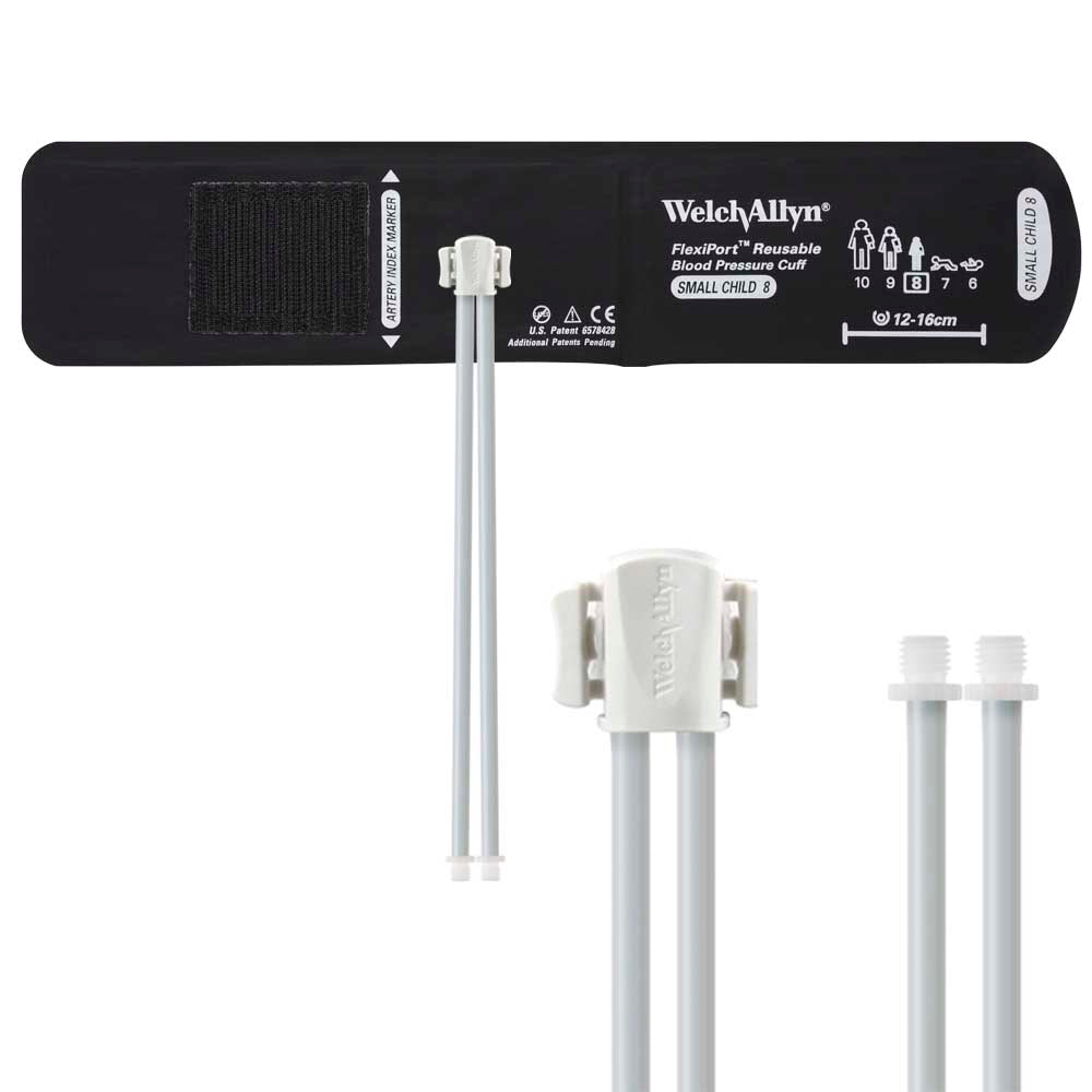 Welch Allyn FlexiPort Reusable Blood Pressure Cuff with Two-Tube Screw Connector - Size-08 Small Child