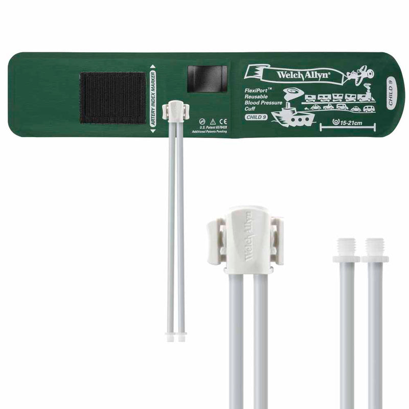 Welch Allyn FlexiPort Reusable Blood Pressure Cuff with Two-Tube Screw Connector  Size-09 Child