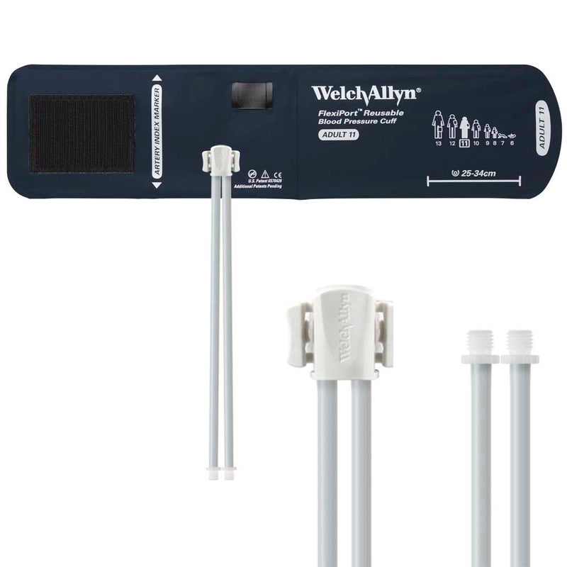 Welch Allyn FlexiPort Reusable Blood Pressure Cuff with Two-Tube Screw Connector  Size-11 Adult