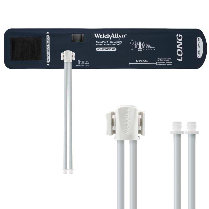 Welch Allyn FlexiPort Reusable Blood Pressure Cuff with Two-Tube Screw Connector  Size-11L Adult Long