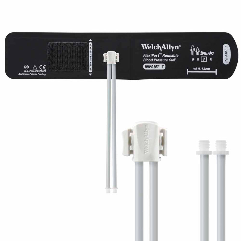 Welch Allyn FlexiPort Reusable Blood Pressure Cuff with Two-Tube Screw Connector - Size-07 Infant