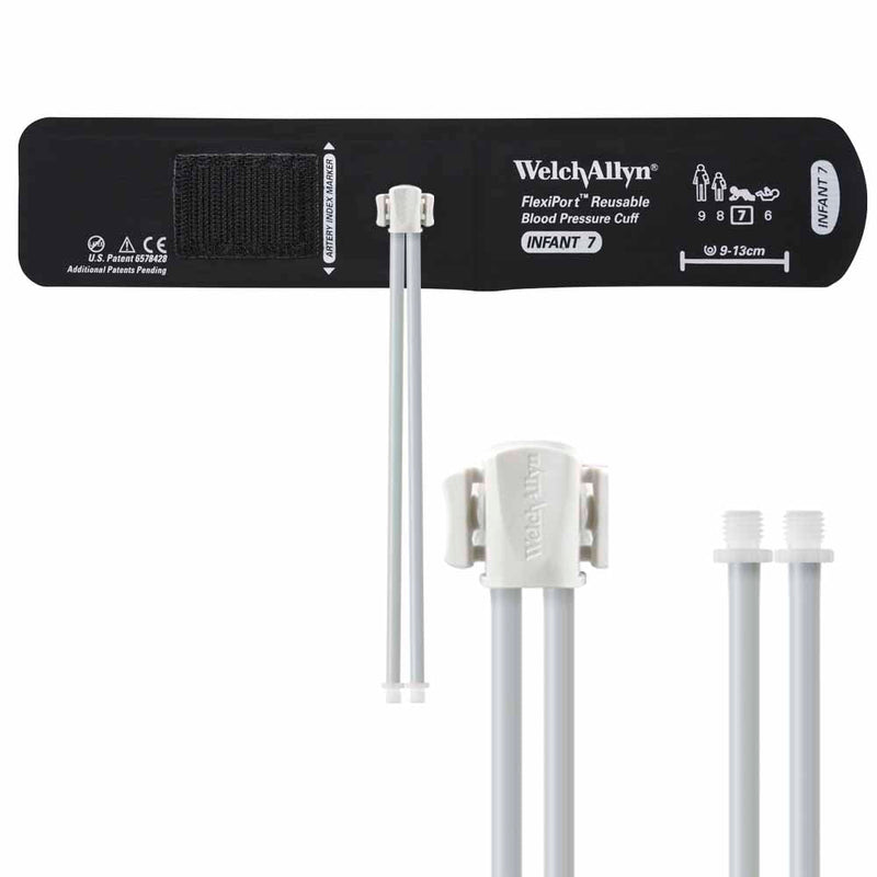 Welch Allyn FlexiPort Reusable Blood Pressure Cuff with Two-Tube Screw Connector  Size-07 Infant