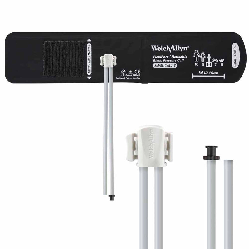 Welch Allyn FlexiPort Reusable Blood Pressure Cuff with Two-Tube Tri-Purpose Connector  Size-08 Small Child; Cuff Range 12-16 cm