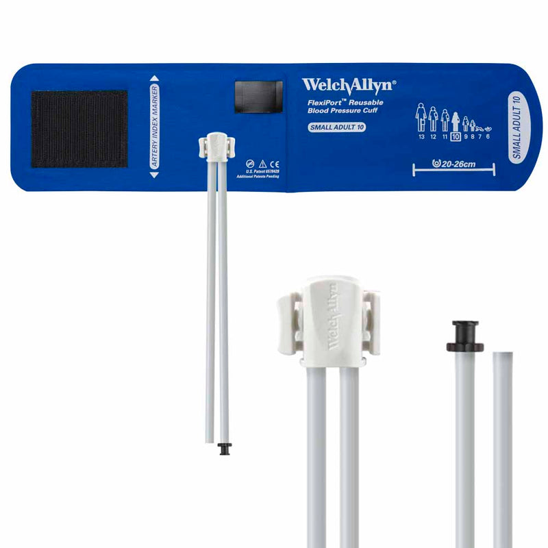 Welch Allyn FlexiPort Reusable Blood Pressure Cuff with Two-Tube Tri-Purpose Connector  Size-10 Small Adult; Cuff Range 20-26 cm
