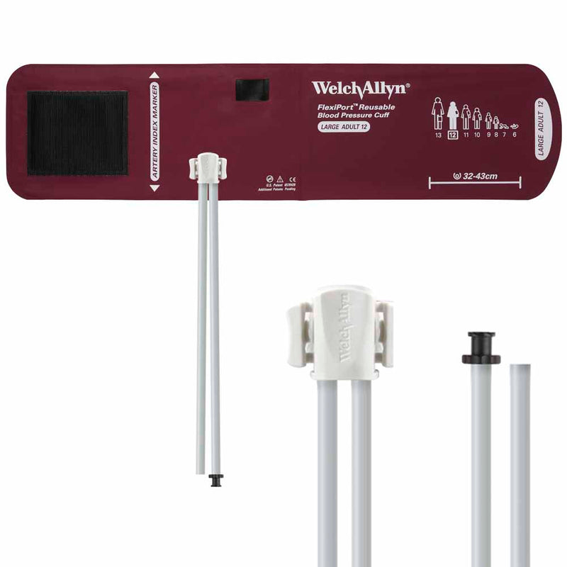 Welch Allyn FlexiPort Reusable Blood Pressure Cuff with Two-Tube Tri-Purpose Connector  Size-12 Large Adult; Cuff Range 32-43 cm