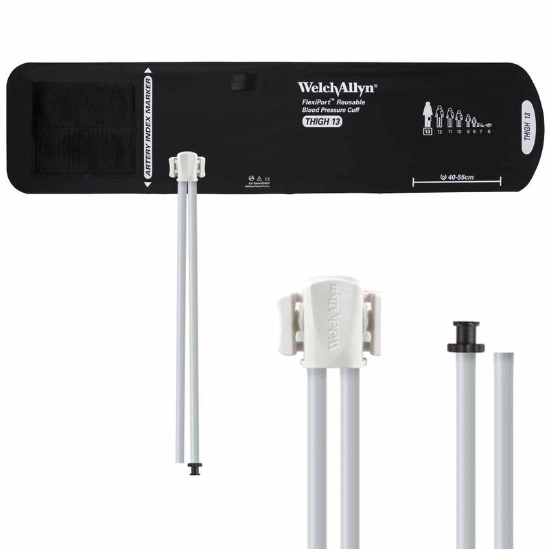 Welch Allyn FlexiPort Reusable Blood Pressure Cuff with Two-Tube Tri-Purpose Connector  Size-13 Thigh; Cuff Range 40-55 cm