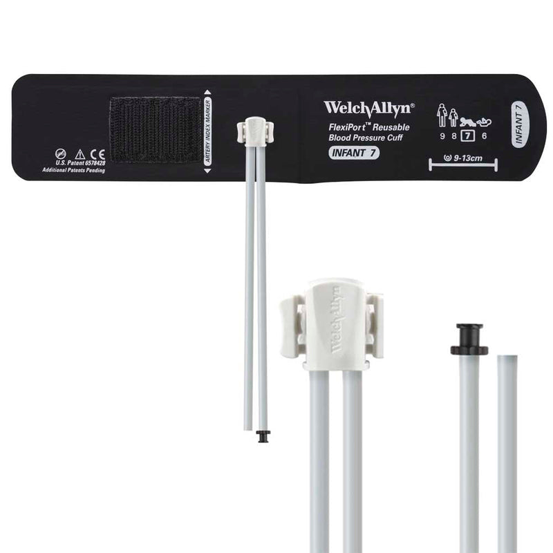 Welch Allyn FlexiPort Reusable Blood Pressure Cuff with Two-Tube Tri-Purpose Connector  Size-07 Infant; Cuff Range 9-13 cm