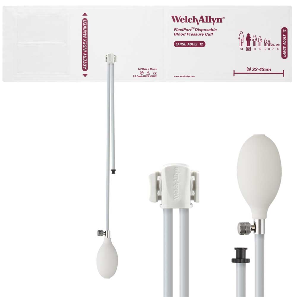 Welch Allyn FlexiPort Vinyl Disposable Blood Pressure Cuff with Two-Tube Inflation System - Size-12 Large Adult