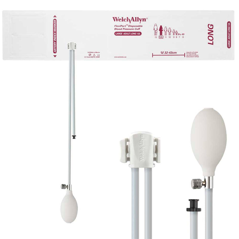 Welch Allyn FlexiPort Vinyl Disposable Blood Pressure Cuff with Two-Tube Inflation System  Size-12L Large Adult Long