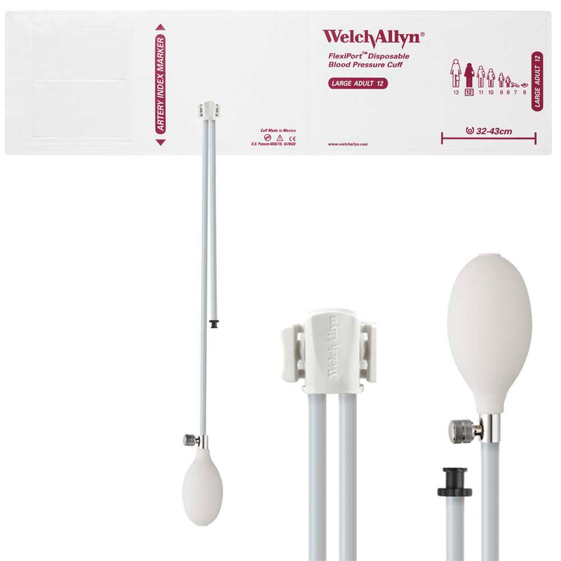 Welch Allyn FlexiPort Vinyl Disposable Blood Pressure Cuff with Two-Tube Inflation System  Size-12 Large Adult