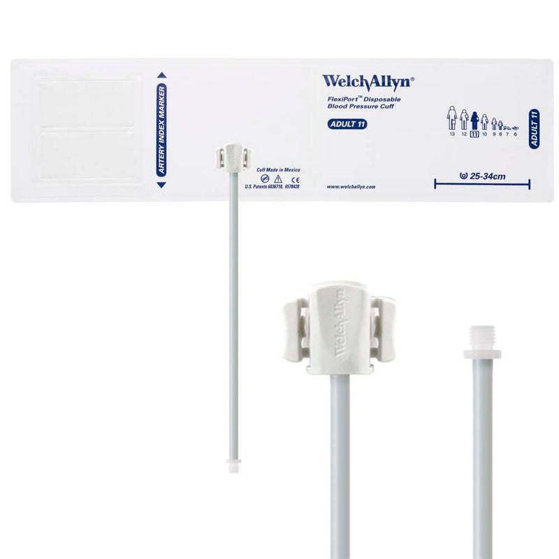 Welch Allyn FlexiPort Vinyl Disposable Blood Pressure Cuff with Screw Connector (20/Case)  Size-11 Adult