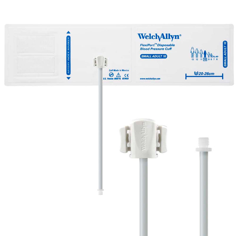 Welch Allyn FlexiPort Vinyl Disposable Blood Pressure Cuff with Screw Connector - Size-10 Small Adult