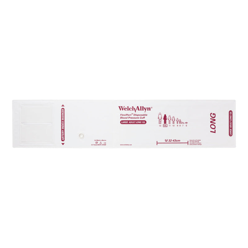 Welch Allyn FlexiPort Vinyl Disposable Blood Pressure Cuff  Size-12L Large Adult Long; Range 32-43 cm