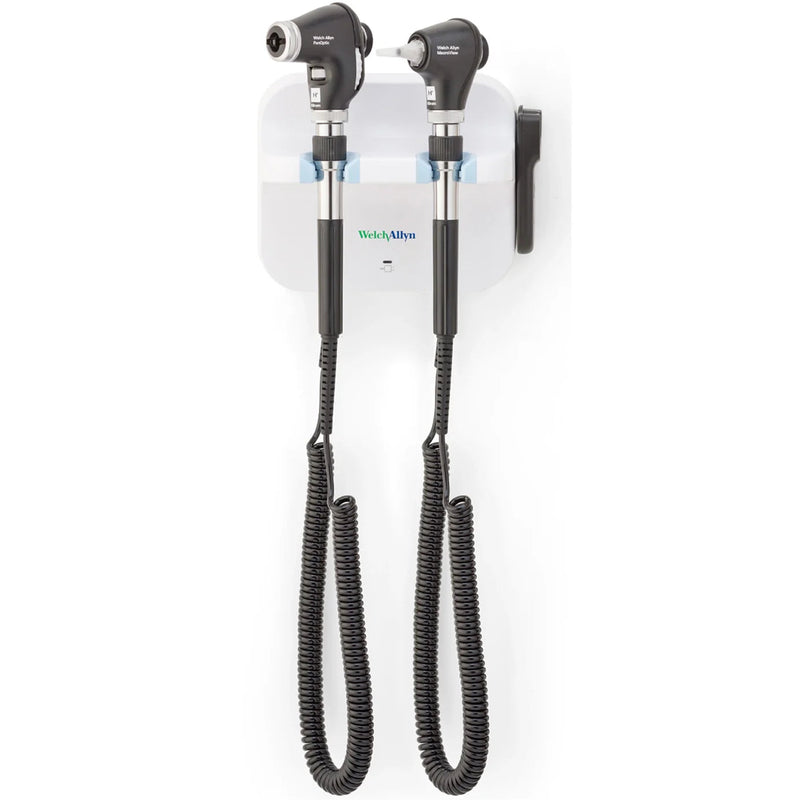 Welch Allyn Green Series 777 Wall Transformer with Otoscope and Ophthalmoscope  PanOptic Plus LED Ophthalmoscope, MacroView Plus L