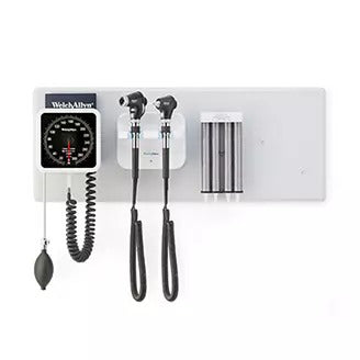 Welch Allyn Green Series 777 Wall Transformer with Otoscope and Ophthalmoscope  PanOptic Basic LED Ophthalmoscope and MacroView Ba