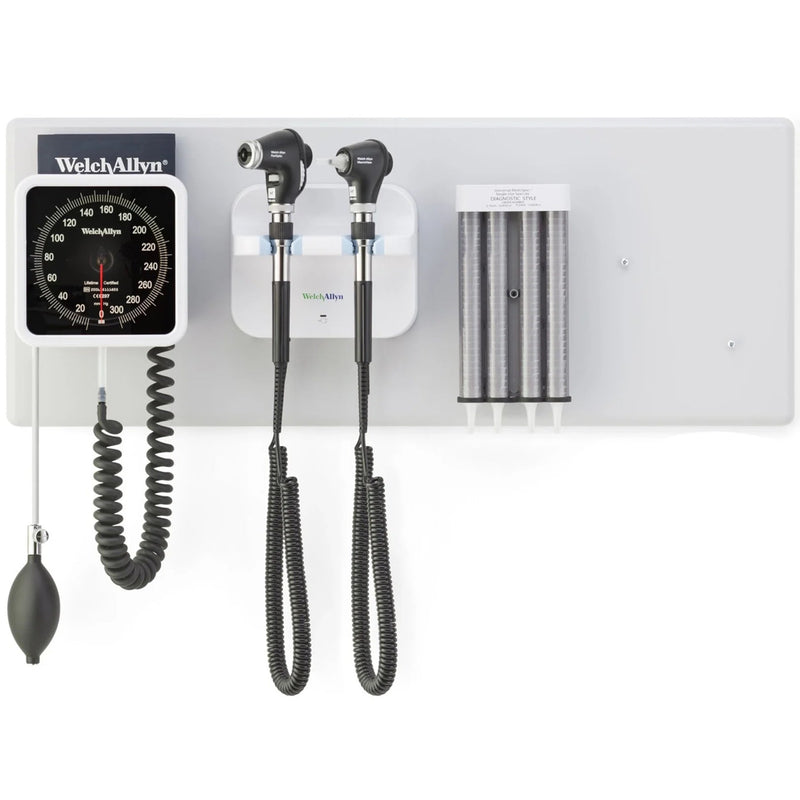 Welch Allyn Green Series 777 Wall Transformer with Otoscope and Ophthalmoscope  PanOptic Basic LED Ophthalmoscope and MacroView Ba