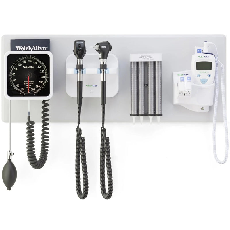 Welch Allyn Green Series 777 Wall Transformer with Otoscope and Ophthalmoscope  PanOptic Plus LED Ophthalmoscope, MacroView Plus L