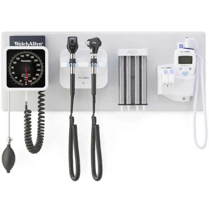 Welch Allyn Green Series 777 Wall Transformer with Otoscope and Ophthalmoscope  PanOptic Plus LED Ophthalmoscope, MacroView Plus L