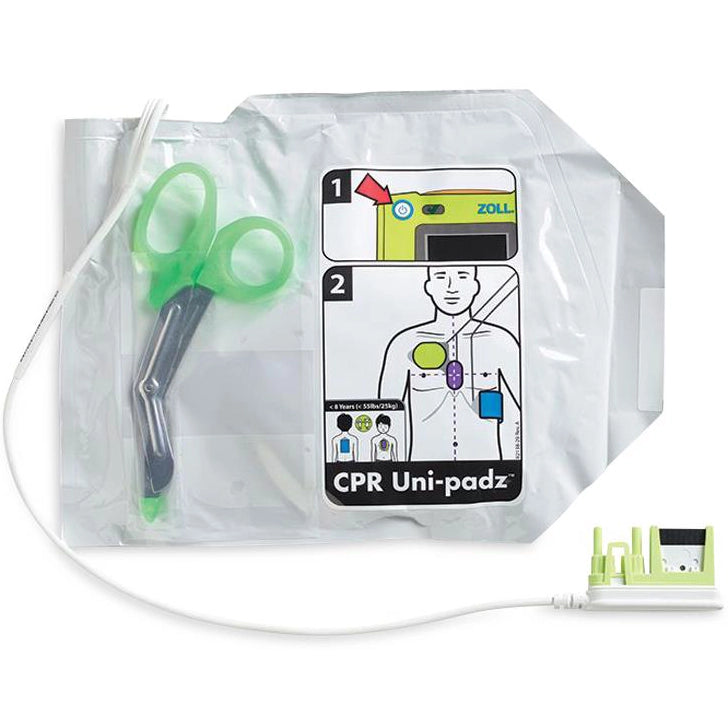 ZOLL CPR Uni-padz III Universal Adult/Pediatric Electrodes with instructions