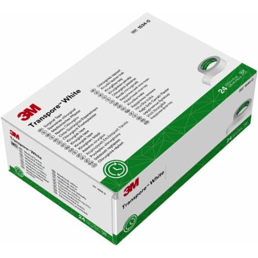 3M Transpore White Surgical Tape - 0.5" x 3.4"