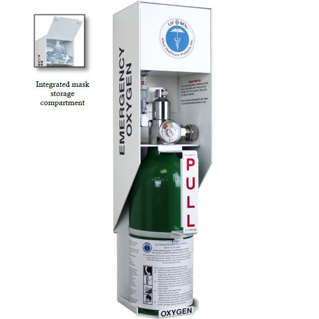 Allied Healthcare Wall Mount Emergency Oxygen Cabinet with Alarm