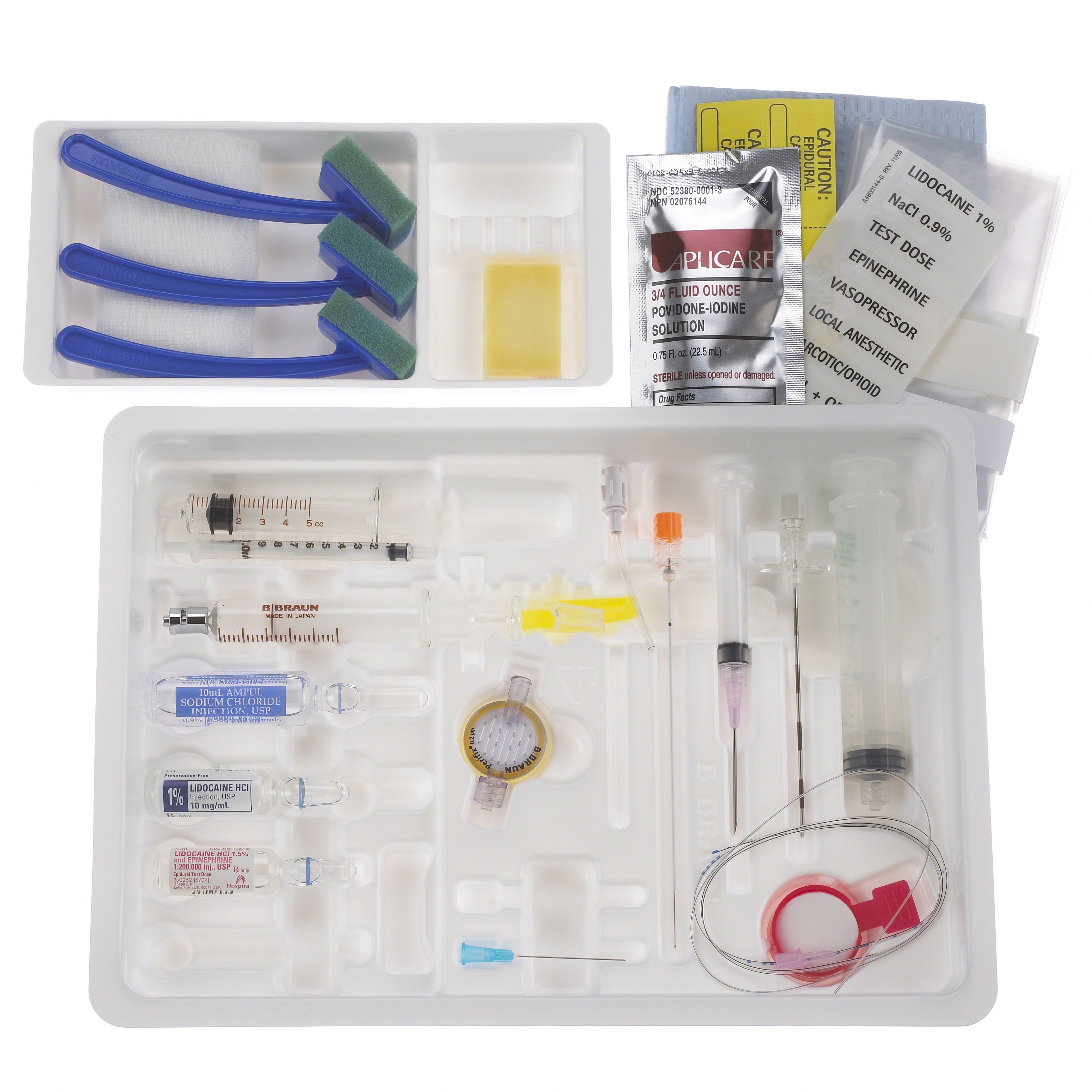B. Braun Combined Spinal Epidural Tray Kits - ESPOCAN 17 Ga x 3Â½ in Tuohy, PENCAN 25 Ga x 5 in Pencil-Point Spinal Needle, PERIFIX 20 Ga Closed Tip, 5 mL Glass Luer Lock LOR Tray Kit