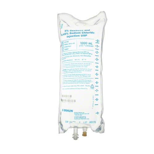 B. Braun Dextrose and Sodium Chloride Injections - 5% Dextrose and 0.45% Sodium Chloride, 1000 mL