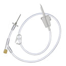 B. Braun Fluid Transfer Set without Filters - Universal spike, large-bore tubing with on/off clamp, Y-site for multiple injections, and distal 17 Ga x 1 in needle with gripping flange, 24 in (60.7 cm) Length