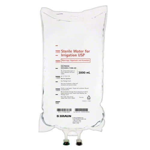 B. Braun Irrigation Solutions in Flexible Containers - Sterile Water for Irrigation USP, 3,000 mL