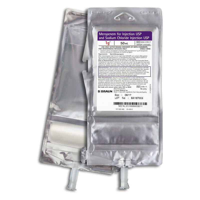 B. Braun Meropenem Duplex Container for Injection USP and Sodium Chloride Injection - 1 Gram