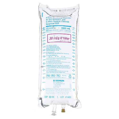 B. Braun Potassium Chloride in 5% Dextrose and 0.45% Sodium Chloride Injections - 0.22% Potassium Chloride, 1000 mL