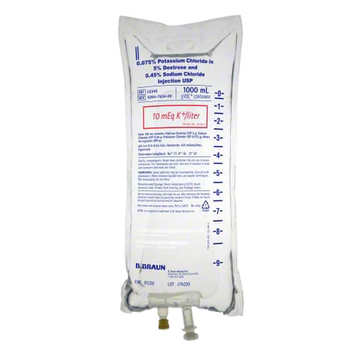 B. Braun Potassium Chloride in 5% Dextrose and 0.45% Sodium Chloride Injections - 0.075% Potassium Chloride, 1000 mL