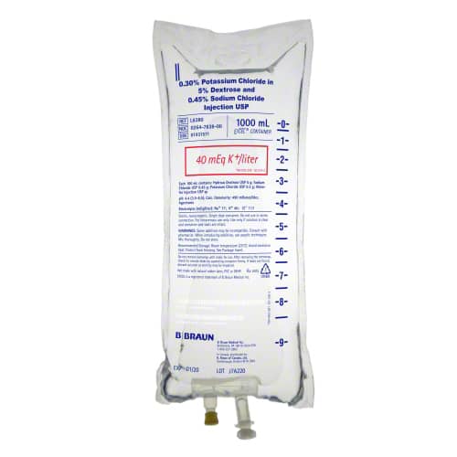 B. Braun Potassium Chloride in 5% Dextrose and 0.45% Sodium Chloride Injections - 0.30% Potassium Chloride, 1000 mL