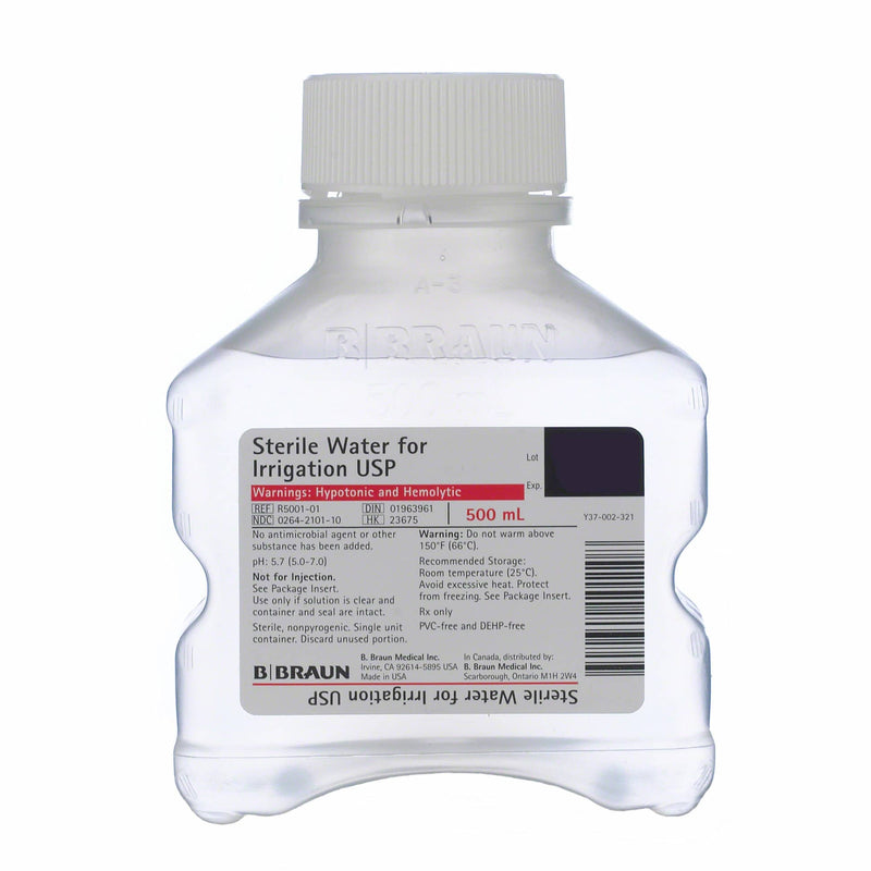 B. Braun Solutions in Plastic Irrigation Containers - Sterile Water for Irrigation, 500 mL